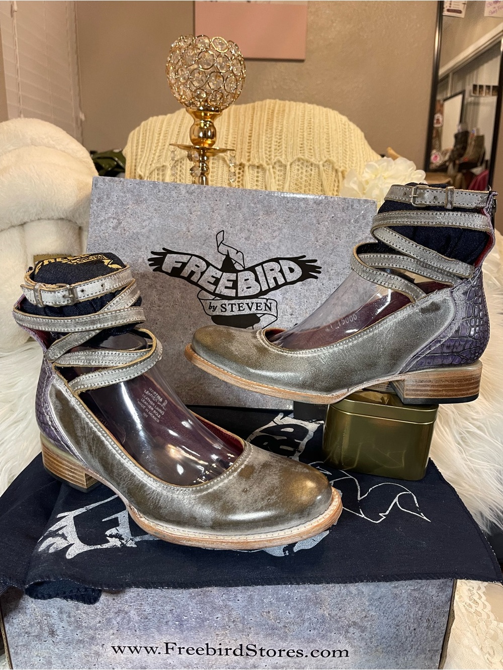 Freebird by Steven LIKE NEW Martina Strappy MaryJane Pumps in Ice Multi MSRP$245